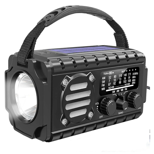 Alecter APH-SR15 Multifunctional Emergency Crank Radio Solar-Powered Type-C NOAA Weather AM/FM/SW Receiver Portable Power ABS