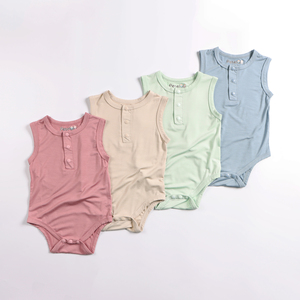 Barboteuse pour bébé en Fiber de bambou, prix d'usine, vente en gros, vêtements unisexes sans manches pour bébé - Product Image 1
