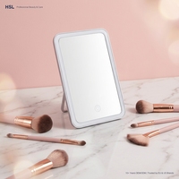 Miroir de maquillage LED pliable avec variateur tactile, lumière à 3 couleurs, mémoire, arrêt automatique, 500 mAh, rechargeable Type-C, miroir HIPS