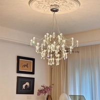 Nouvelle escalier-cloche duplex, salon de villa, lampes en cristal simples, modernes et de luxe léger, luminaires de plafond haut pour appartement