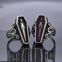 Anneau de crâne de vampire zombie zombie foncé d'oxydation d'acier inoxydable de style punk personnalisé bijoux gothiques