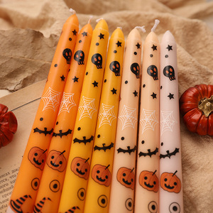 Bougie conique sans fumée pour décoration d'Halloween, motif fantôme, citrouille, chauve-souris, toile d'araignée, emballage cadeau, bougies longues de 10 pouces - Product Image 1