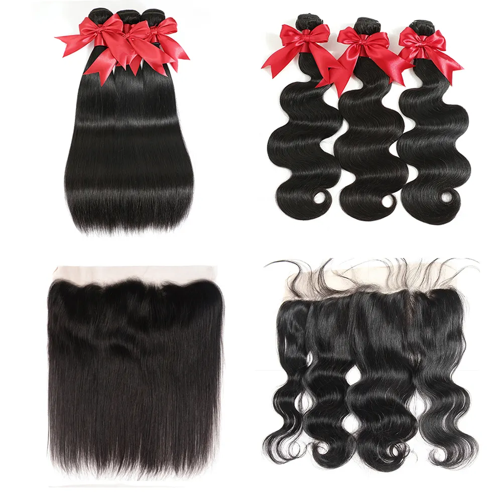 Wholesale 10A Malaysian Cuticle Aligned Hair Body Wave Bundles With Lace Frontals,Frontal Lace Closure With Hair Bundles