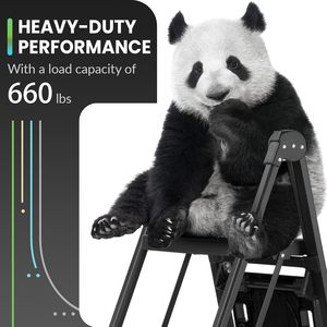 Heavy Duty Steel 5 <b>Step</b> Ladder Foldable <b>Handrail</b> Built-in Tool Tray Anti Slip Safety Ladder For Home Indoor - Product Image 4