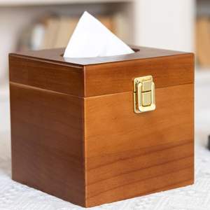 Décoration d'intérieur, accessoires <span class=keywords><strong>de</strong></span> salle <span class=keywords><strong>de</strong></span> bain, boîte à mouchoirs carrée en bois, boîte à mouchoirs décorative en bois <span class=keywords><strong>cube</strong></span> <span class=keywords><strong>avec</strong></span> couvercle - Product Image 2