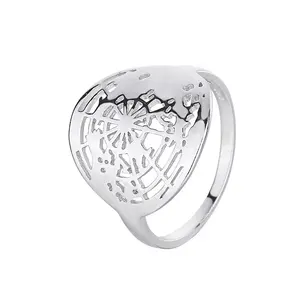 Real 100% 925 Sterling Silver 2022 Fashion My World Map Cocktail Ring For Traveler Women Wedding Party S925 Jewelry