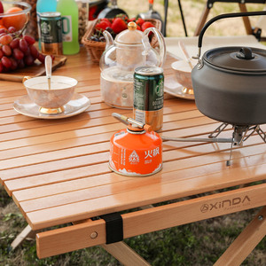 Xinda Beechwood Egg Roll <b>Table</b> Outdoor <b>Folding</b> <b>Table</b> Rectangular Solid Wood 4 Seater Camping Picnic Portable <b>Dining</b> <b>Table</b> - Product Image 3