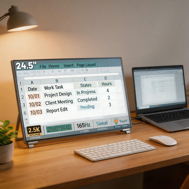 External Touch Monitor with Mini DP Port 24.5 Inch 2.5K Dual Type-C Power Supply Complete Cables Packed