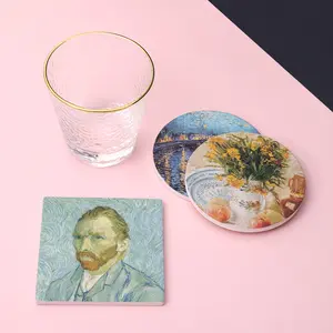 Prodotto di vendita caldo Van Gogh serie modello rotondo bevande tazze sottobicchieri in ceramica