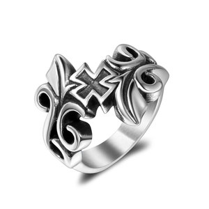 Vintage Style Cross Pattern <b>Titanium</b> Steel <b>Ring</b> For Men Gift Jewelry SA911 - Product Image 5