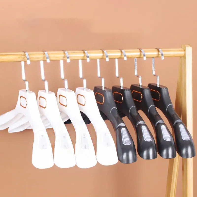 Customization Logo Black / White Coat Suits Hanger Plastic Clothes Hanger for Clothing Store