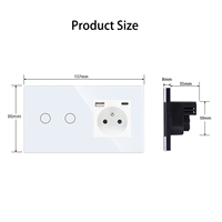 Norme européenne 1/2/3 interrupteurs tactiles légers de groupe interrupteurs muraux à domicile interrupteurs à capteur en verre gris type-c prises de Charge d'alimentation USB