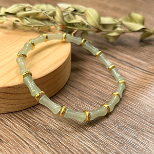 Pulsera de cuentas de nudo de bambú de Aventurina verde, abundancia y prosperidad, adecuada para regalar a amigos pulsera de bendición - Product Image 6