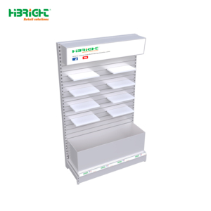Série d'étagères murales Highbright à simple face pour supermarchés avec panneau de tête de rayonnage - Product Image 1