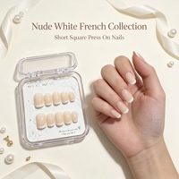 Vente en gros de faux ongles en gel souple blancs, petits, de haute qualité, style français nude, à presser, avec pointes ovales, pour le quotidien