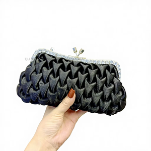 New Cross-border Celebrity Evening Polyester <b>Clutch</b> Bag Temperament Rhinestone Satin Bride Bridesmaid European-American Tanjing - Product Image 1