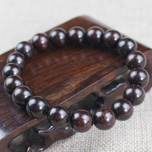 Zambian Blood Sandalwood <b>Bracelet</b> 10mm 17 Beads Black Oil High Density Ethnic Style Unisex Jewelry Gift - Product Image 3