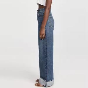 Jeans OEM de cintura baja personalizados de alta calidad, estilo urbano holgado, transpirables, vintage, desgastados, para chicas - Product Image 3