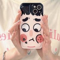 Mignon de Bande Dessinée d'origine Style Fronçant Les Sourcils Petit Garçon Mobile Téléphone Cas Creative TPU Mobile Couverture de Téléphone pour l'iphone 11/12/13 Pro Max