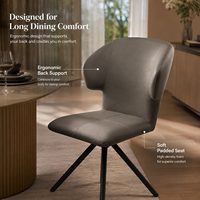 Chaise de salle à manger moderne à dossier haut en similicuir gris, assise capitonnée croisée, base araignée, pour hôtel et restaurant