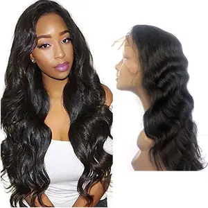 Wig Renda Depan India Alami Yang Memproduksi Wig Rambut Manusia Renda UNTUK WANITA Warna Hitam, Wig Renda Selaras Kutikula Mink Vendor