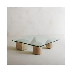 Стильный каменный столик с 4 геометрическими базами