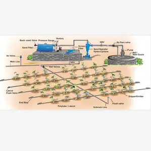 Système d'arrosage au goutte-à-goutte, pot de 100 m, serre verte, irrigation pour tomates de la ferme