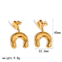 Boucles d'oreilles créoles en forme de U en acier inoxydable 316L plaqué PVD or 18 carats, épaisses et ouvertes, en forme de fer à cheval, bijoux de mode pour femmes