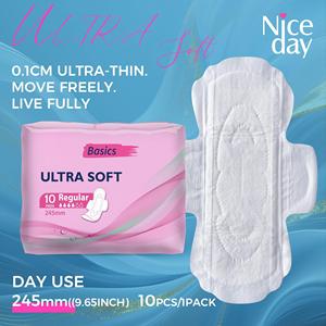 Serviette hygiénique ultra-fine de 245 mm avec ailettes, couche supérieure non tissée douce, protection anti-fuites, forte absorption, <span class=keywords><strong>film</strong></span> dorsal respirant, vente en gros - Product Image 1