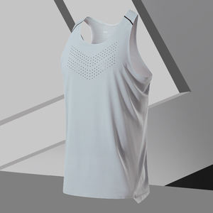 Singlet Lari Pria Tanpa Lengan Model Racer Back, Jahitan Laser Ultra Ringan, Bernapas, Cepat Kering, Cocok untuk <span class=keywords><strong>Marathon</strong></span> - Product Image 5