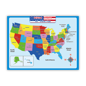 Vente en gros d'affiche personnalisable carte géographie apprentissage Cognition USA carte murale système solaire carte du monde pour les enfants - Product Image 1