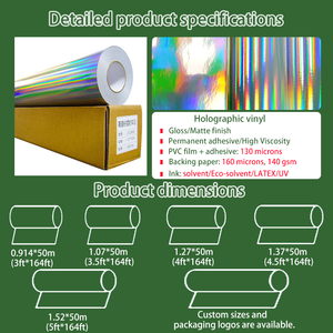 Mẫu miễn phí cao cấp Holographic phun vinyl bọc tùy chỉnh có thể tháo rời PVC Glossy bề mặt vải xe dính Vinyl cuộn giấy - Product Image 3