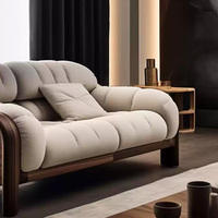 Canapé sectionnel semi-circulaire en tissu noyer haut de gamme moderne certifié ISO9001 Maxky, bois massif, trois/quatre places, salon