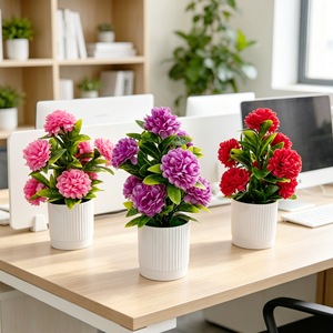 Bonsái de Crisantemo Artificial de Fábrica, 7 Piezas, Plantas en Maceta de Flores de Seda para Decoración de Sala de Estar y Mesa, Colores Brillantes - Product Image 2