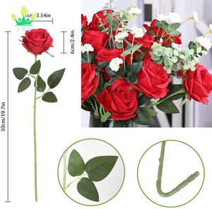 <span class=keywords><strong>Rosas</strong></span> <span class=keywords><strong>Rojas</strong></span> de Seda de Tacto Realista, Flores Individuales con Tallo Largo, Ramos para Bodas y Graduaciones, <span class=keywords><strong>Rosas</strong></span> Artificiales Realistas - Product Image 6
