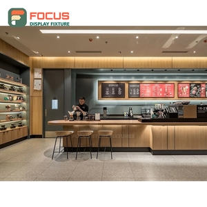 Illuminated Coffee Display Cabinet Wood Glass Front Merchandise <b>Shelf</b> Area Storefront Coffee Cabinet - Product Image 5