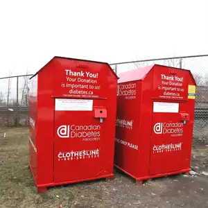 Caja de reciclaje de ropa de pulverización de polvo, papelera blanca personalizada de gran tamaño para exteriores, alta calidad, venta al por mayor