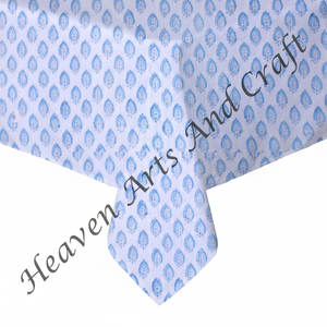 60 pouces doux coton main bloc impression carré nappe florale pour la maison salle à manger cuisine événement en plein air fête de mariage Banquet couverture - Product Image 1