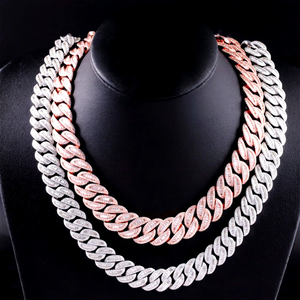 Chaîne fine cubaine avec diamants baguette VVS et moissanite, plaqué or, argent sterling 925, passe le testeur de diamants, certifié GRA - Product Image 1