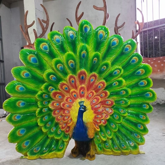 3D Colorful Fiberglass Resin Peacock Sculpture Lamp-Decorative Landscape & Garden Home Hotel Shopping Mall Ambient Lighting