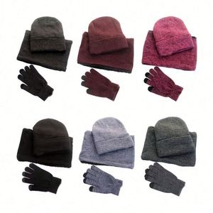Custom Logo Private Label Wholesale Winter Mittens Warm Knitted Hats Beanie Hat Capuchon Tapa Pet Bibs Three-Piece - Product Image 1