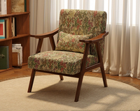 Ensemble de fauteuils de loisirs rétro en bois massif, fauteuils rembourrés pour hôtels, cafés, salons