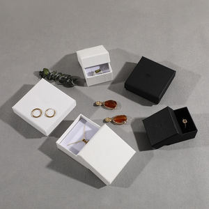 Custom Logo Luxury Cardboard Jewelry Lid <b>Box</b> Plain Pattern Sponge Pad for Ring <b>Earring</b> Necklace Packaging Customized Color - Product Image 1