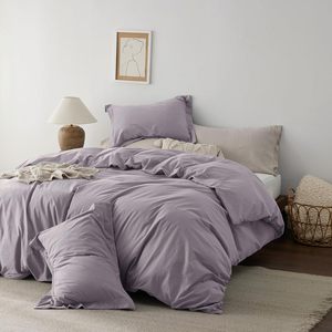 Ultra Soft 100% Cotton 3 Piece Duvet Cover Set <strong>Lavender</strong> Luxury <strong>Bedding</strong> For Modern Bedroom - Product Image 1