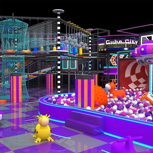 Aire de jeux intérieure sur le thème de l'espace pour enfants : toboggans, équipements de jeux souples, trampoline avec piscine à balles - Product Image 3