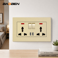 BAOBEN Modelo 86, Interruptor de Pared Dorado de Material PC, Estándar Europeo, Estándar Alemán, Panel de Enchufe Tipo C Francés
