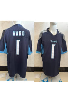 2025 venta al por mayor de camisetas de fútbol americano de verano de alta calidad personalizadas equipos de titanes #8 <span class=keywords><strong>Levis</strong></span> #9 Ward Jersey bordado - Product Image 5