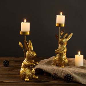 Custom Gold Bunny Candle Holder Set Resin Rabbit Tealight Candle Stand <b>Easter</b> Spring Home Table Decor - Product Image 5