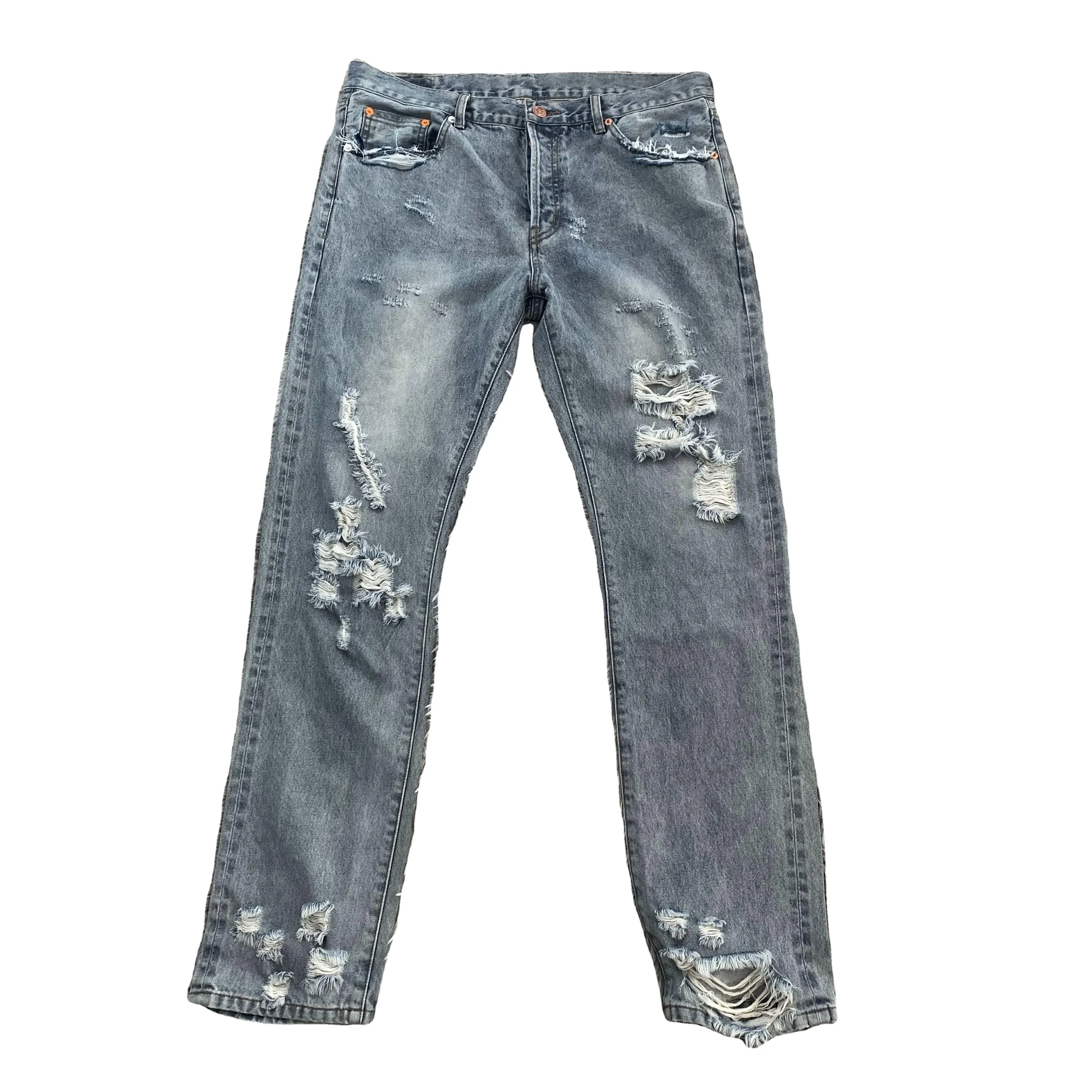 Denimguys Mannen Gescheurde Denim Broek Custom Scratch Straight Broek Heren Distressed Skateboard Jeans