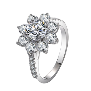 Cadeau d'anniversaire J&C pour femmes, bijoux fins, argent sterling 925, moissanite 1 carat, bague, design fleurs éternelles - Product Image 3